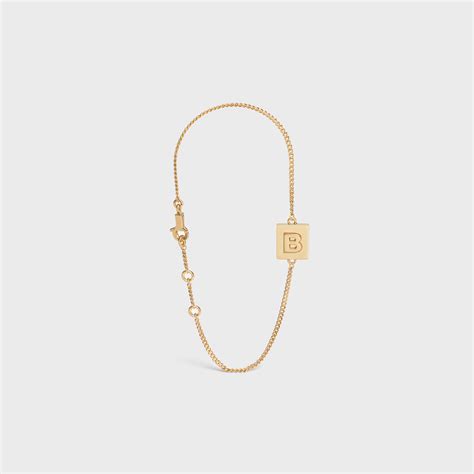 celine buchstabenkette b|Alphabet B Bracelet in Brass with Gold finish .